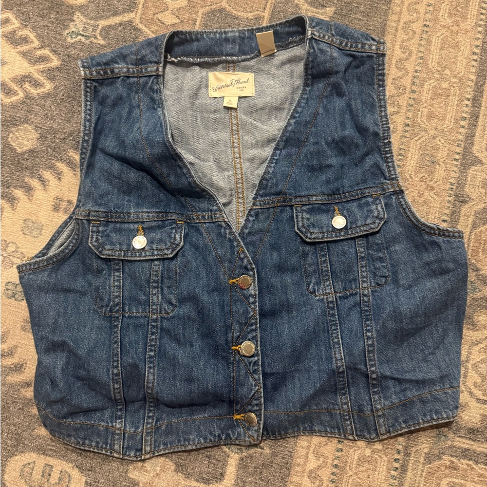 Universal Thread Denim Vest in Dark Blue